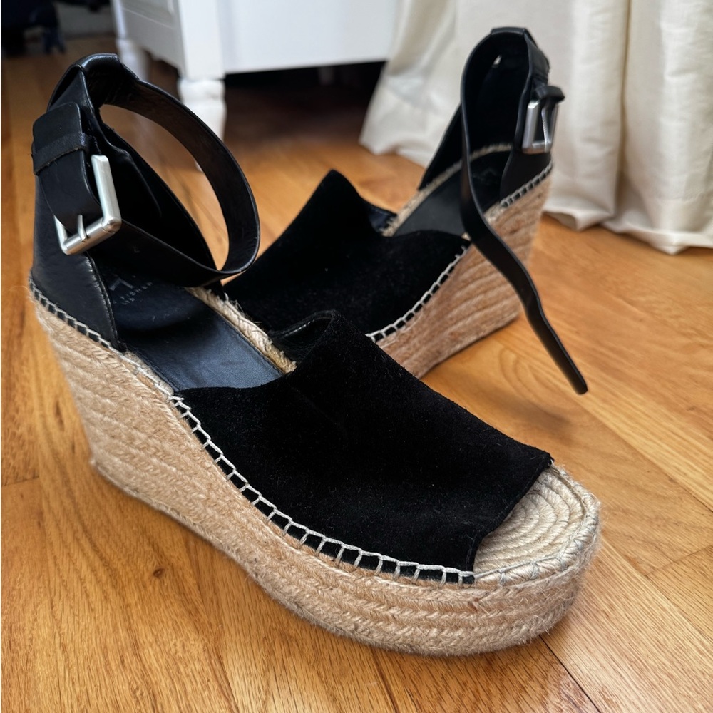 Black Espadrille Wedge Sandals